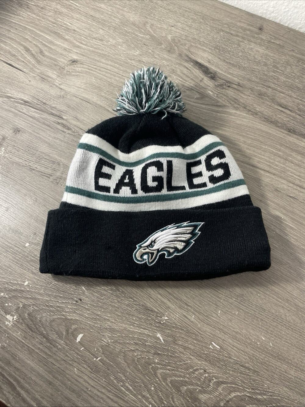 Beanie Philadelphia Eagles Adult Puff Winter Knit Hat Cap Toboggan USA Sideline
